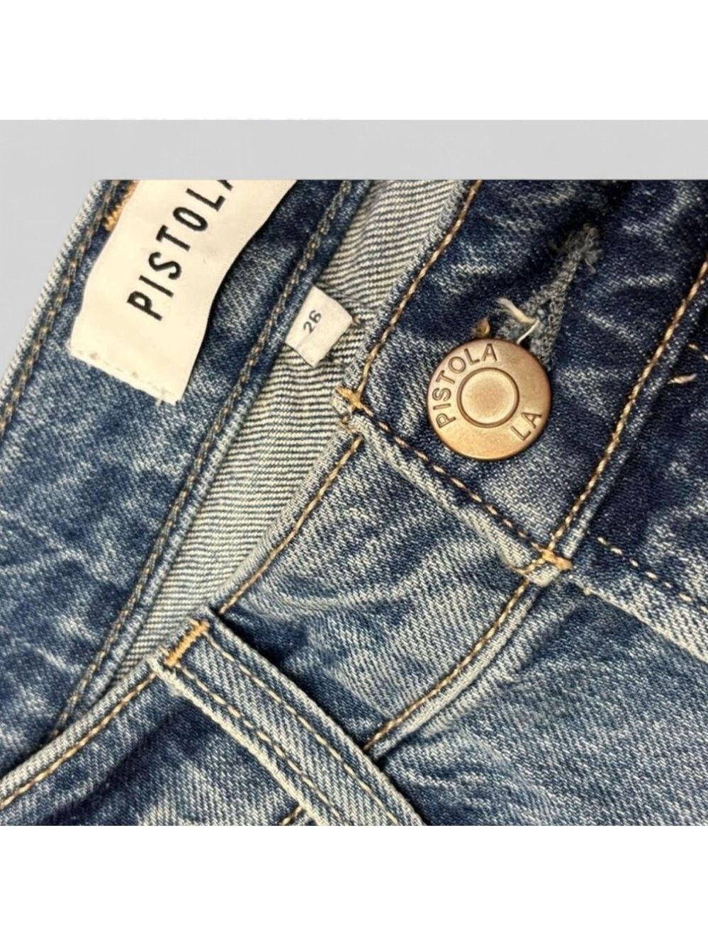 Pistola Charlie HR Straight Jeans | Rhythm Vintage Wash | Size 26 | Like New - Picture 8 of 9